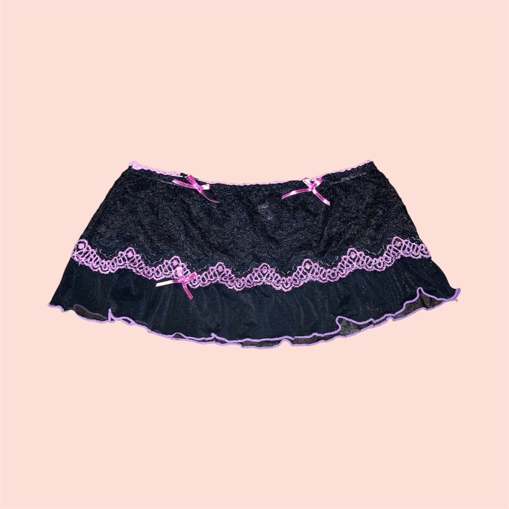 Black Lace Skirt Thong